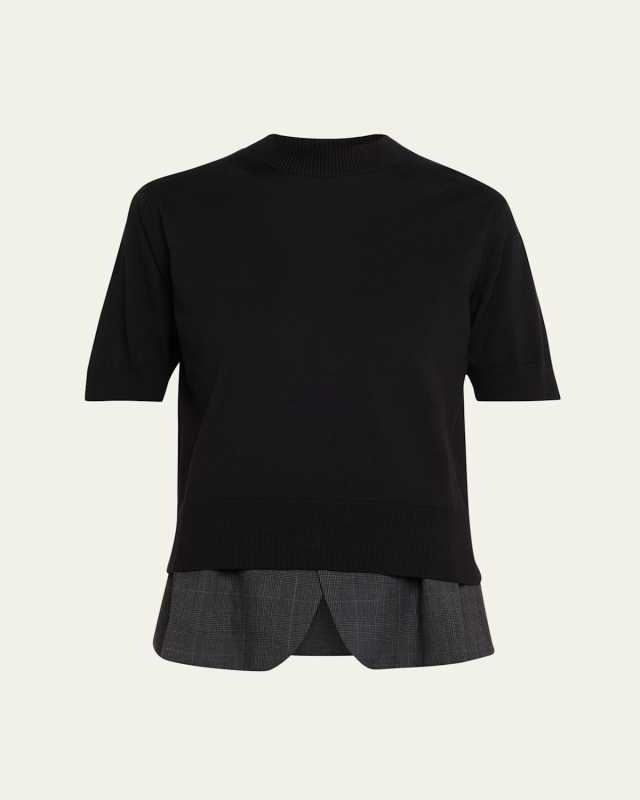 Glen Check X Knit Pullover